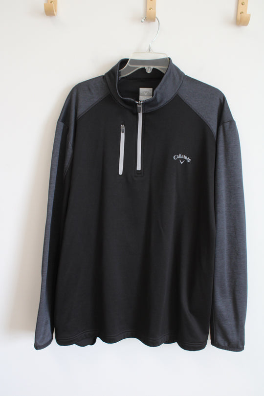 Callaway Black Gray 1/4 Zip Pullover Sweatshirt | XL