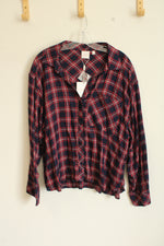 NEW Zac and Rachel Navy and Red Plaid Button Down Shirt | XL