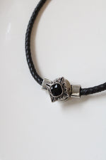 Black Stone Braided Magnetic Clasp Necklace