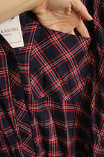 NEW Zac and Rachel Navy and Red Plaid Button Down Shirt | XL