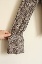 Free People LS Ruffled Snake Print Blouse | M