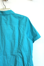 NEW Coldwater Creek Teal Short Sleeve Button Down Shirt | XL