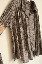 Free People LS Ruffled Snake Print Blouse | M