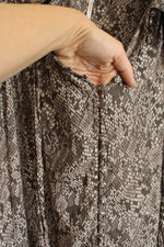 Free People LS Ruffled Snake Print Blouse | M