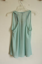 NEW Kind Of Teal Chiffon Tank with Beaded Collar | S