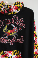 New York Area Code 212Ocean City Maryland Black Yellow Red Patterned Hoodie | L