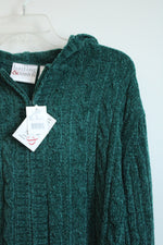 NEW Hastings & Smith Emerald Green Cable Knit Hooded Sweater | XL
