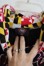 New York Area Code 212Ocean City Maryland Black Yellow Red Patterned Hoodie | L