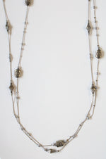 Silver Beaded Layered Necklace