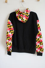 New York Area Code 212Ocean City Maryland Black Yellow Red Patterned Hoodie | L