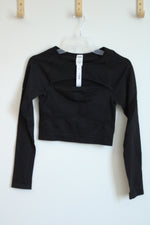 NEW Pink Victoria's Secret Black Cropped Cut-out Long Sleeve Top | M