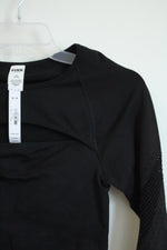 NEW Pink Victoria's Secret Black Cropped Cut-out Long Sleeve Top | M