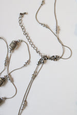 Silver Beaded Layered Necklace