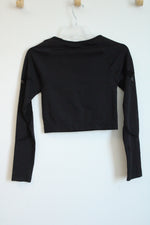 NEW Pink Victoria's Secret Black Cropped Cut-out Long Sleeve Top | M