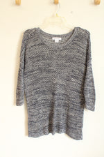 Liz Claiborne Blue Cotton Knit Mesh 3/4 Sleeve Sweater | M