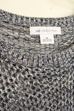 Liz Claiborne Blue Cotton Knit Mesh 3/4 Sleeve Sweater | M