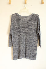 Liz Claiborne Blue Cotton Knit Mesh 3/4 Sleeve Sweater | M