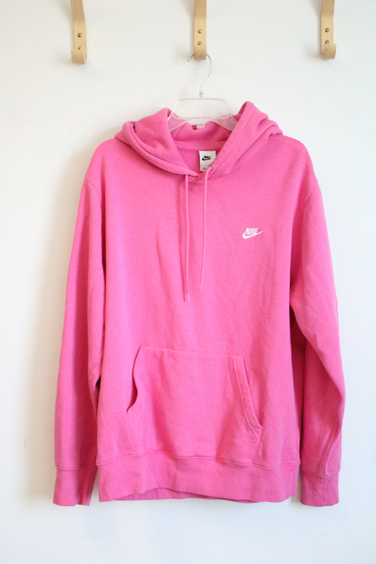 Nike Bright Pink Loose Fit Hoodie Sweatshirt | L