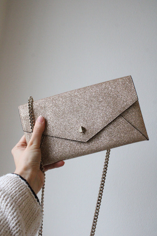 Kate Spade Burgess Gold Glitter Crossbody Bag