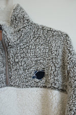 Shelly Cove Sherpa Gray and White Quarter Zip Pullover | L