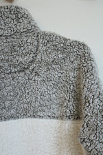 Shelly Cove Sherpa Gray and White Quarter Zip Pullover | L