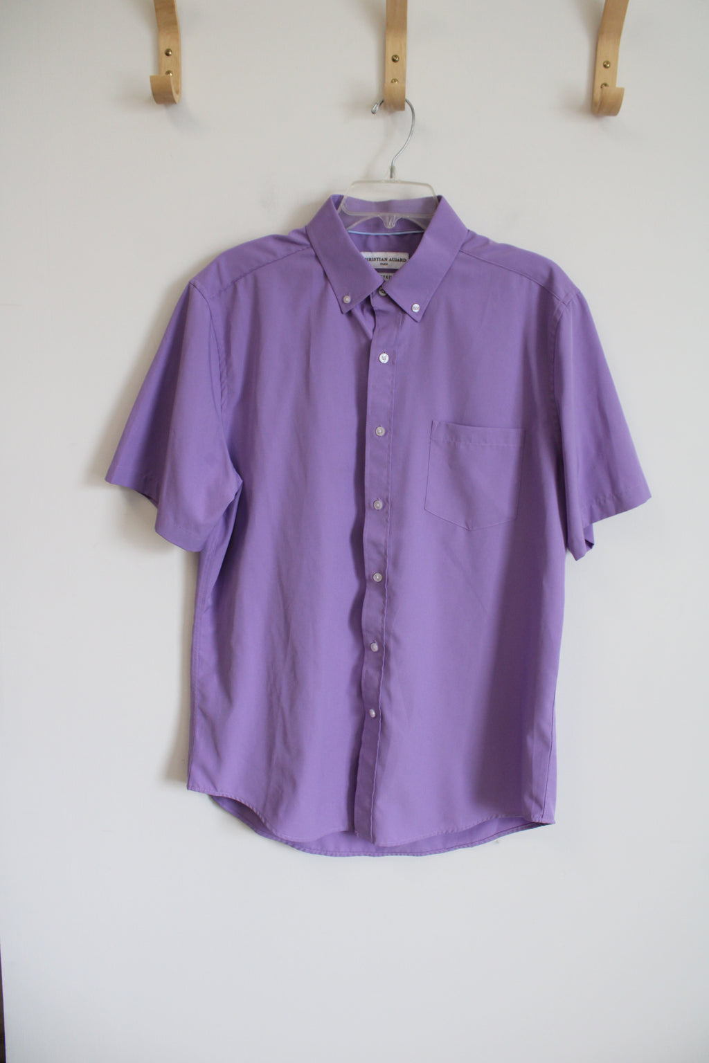 Christian Aujard Paris Purple Short Sleeved Button Down | L 16-16 1/2