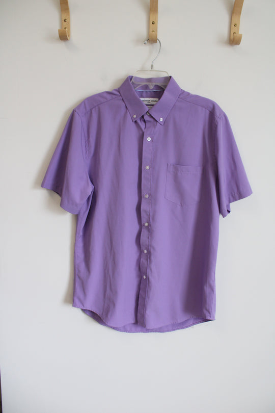 Christian Aujard Paris Purple Short Sleeved Button Down | L 16-16 1/2