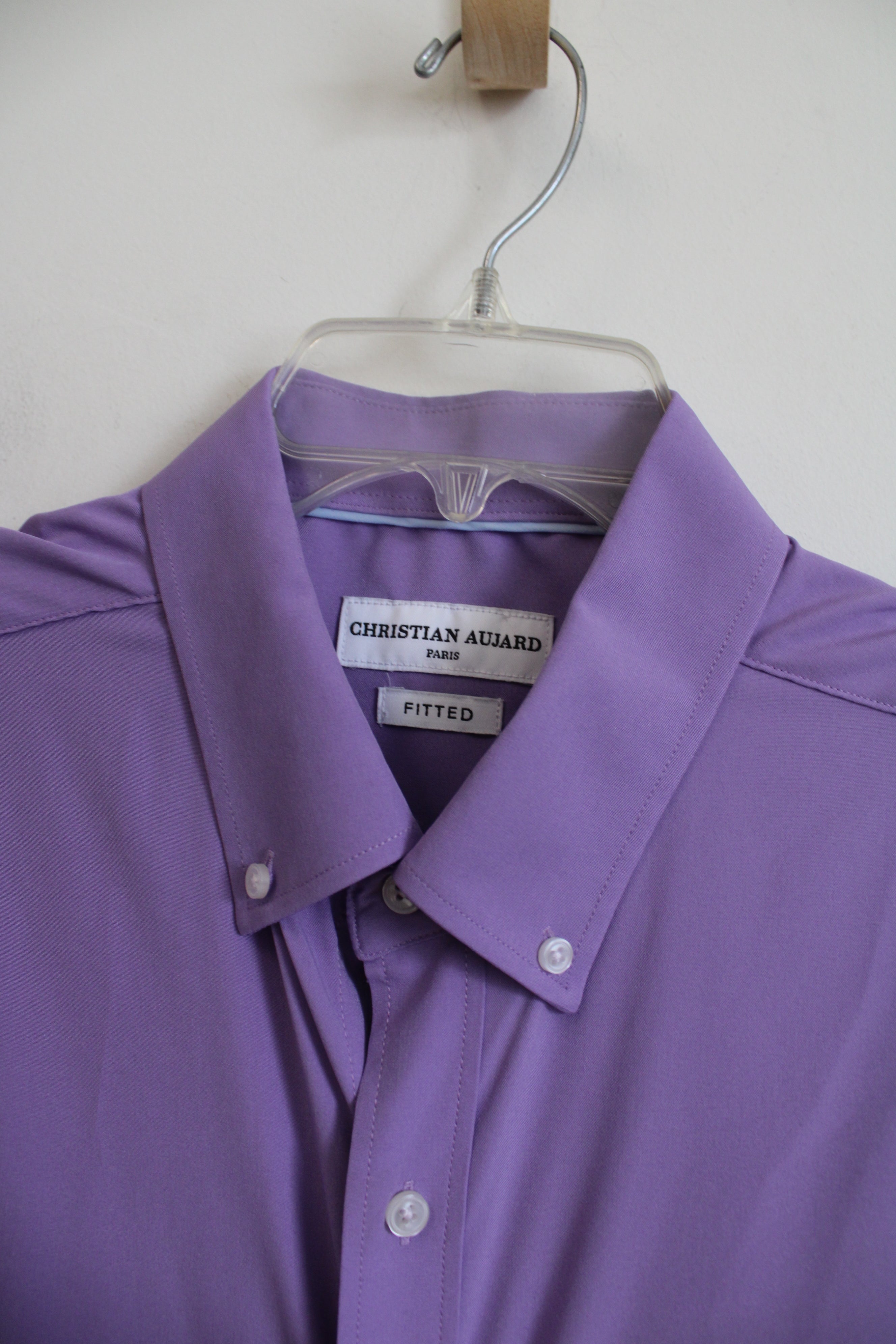 Christian Aujard Paris Purple Short Sleeved Button Down | L 16-16 1/2