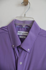 Christian Aujard Paris Purple Short Sleeved Button Down | L 16-16 1/2