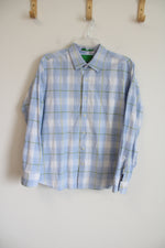 Tommy Bahama Light Blue Green Plaid Button Down Shirt | L