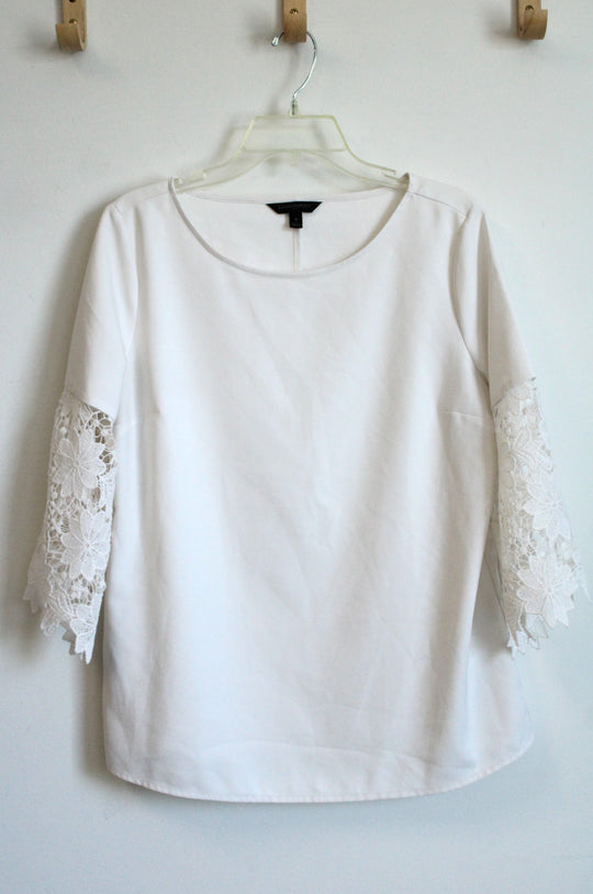 Banana Republic White Crochet Lace Bell Sleeved Blouse | M