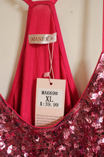 NEW Maner Hot Pink Sequin Ombre Racerback Tank | XL