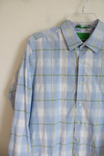 Tommy Bahama Light Blue Green Plaid Button Down Shirt | L