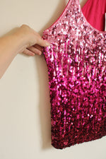 NEW Maner Hot Pink Sequin Ombre Racerback Tank | XL