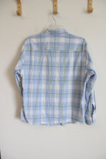 Tommy Bahama Light Blue Green Plaid Button Down Shirt | L