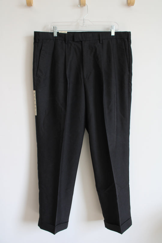 NEW Dockers Relaxed Fit Pleated Cuffed Soft Luxury Black Pants | 38X29