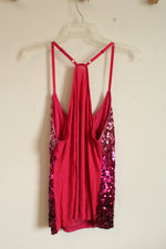 NEW Maner Hot Pink Sequin Ombre Racerback Tank | XL