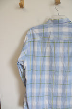 Tommy Bahama Light Blue Green Plaid Button Down Shirt | L