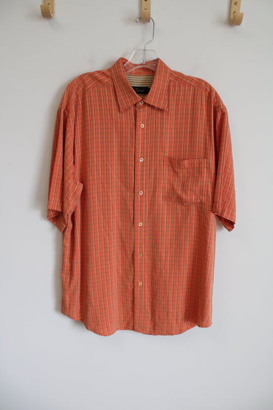 Bugatchi Uomo Orange Modal Short Sleeved Button Down Shirt | L