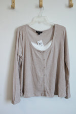 NEW Absolutely Famous Almond Ribbed Top | XL