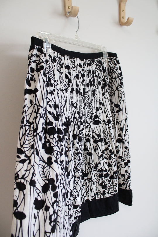 George Black & White Floral Linen Blend Skirt | 10
