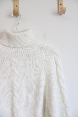 Carriage Court White Cable Knit Turtleneck Sweater | 8