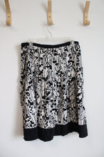 George Black & White Floral Linen Blend Skirt | 10
