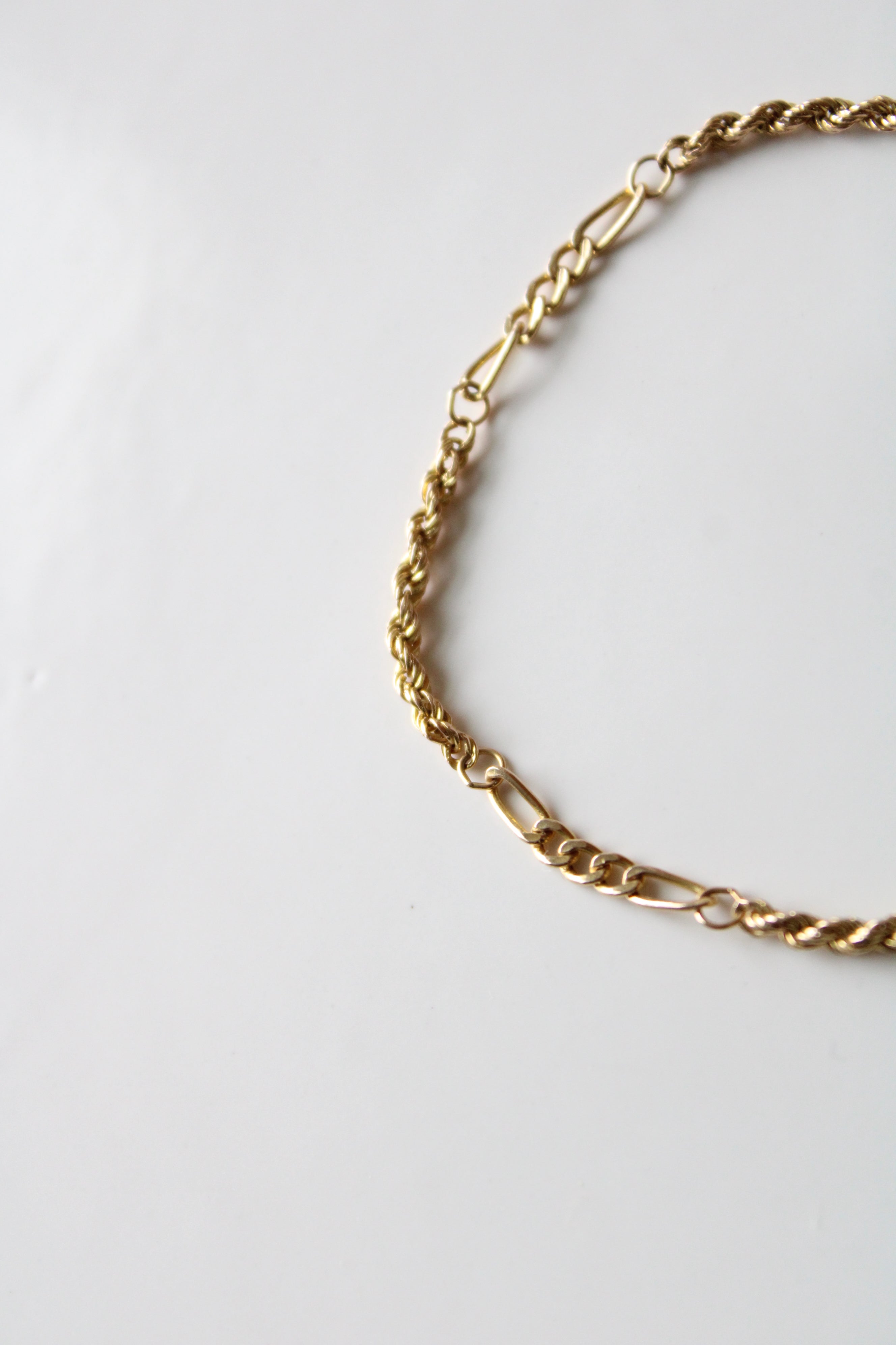 Milor 14KT Yellow Gold Twist & Solid Curb Chain Braclet