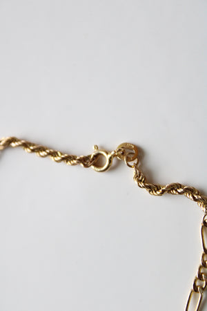 Milor 14KT Yellow Gold Twist & Solid Curb Chain Braclet