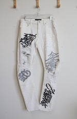 Rue 21 Skinny Arc Supreme Flex White Graffiti Jeans | 32X34