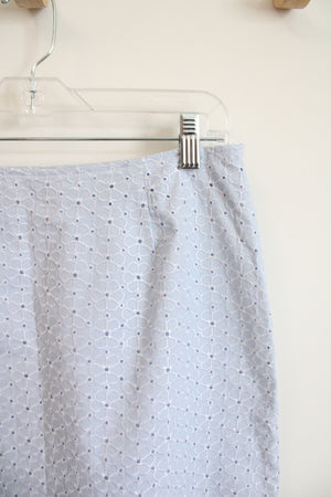 Willi Smith Blue & White Floral Eyelet Skirt | 6
