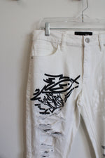 Rue 21 Skinny Arc Supreme Flex White Graffiti Jeans | 32X34
