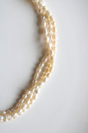 3 Strand Twist Genuine Baroque Pearl Neclace