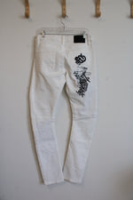 Rue 21 Skinny Arc Supreme Flex White Graffiti Jeans | 32X34